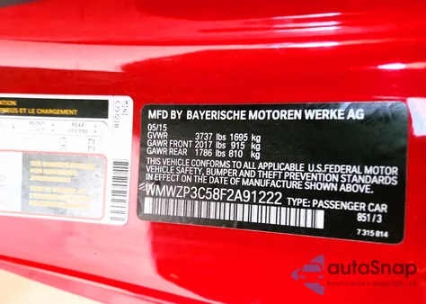 2015 Mini Cooper S z USA, uszkodzony, nr VIN WMWZP3C58F2A91222